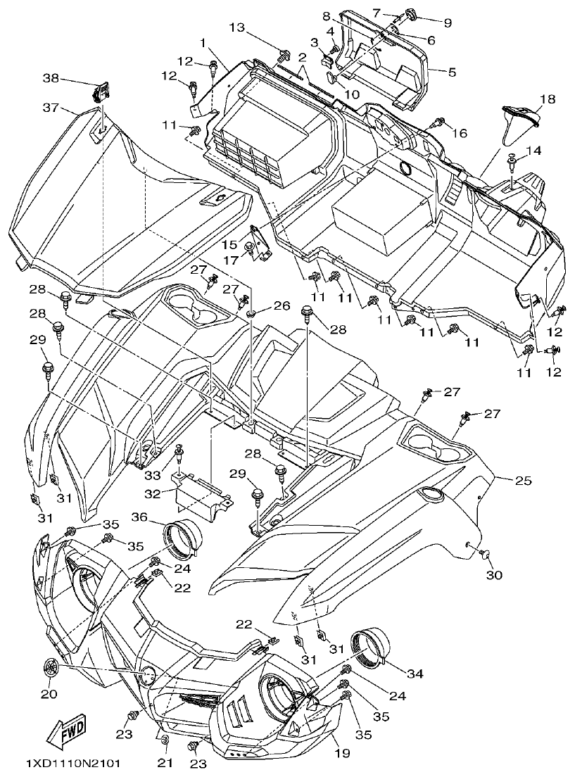Yamaha VIKING1XP9_2014 FRONT FENDER parts diagram